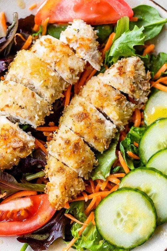 Coconut Chicken Salad with Warm Honey Mustard Vinaigrette