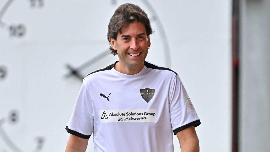 James Argent shows off his incredible weight loss on the pitch in Sellebrity Soccer match